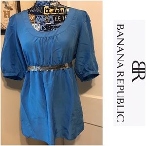 Banana Republic Blue Silk Babydoll Top